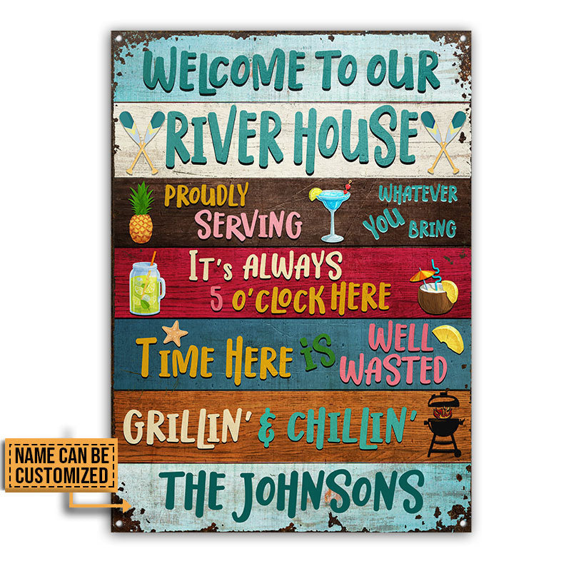 Welcome To The River House Custom, Wall Art Decor Metal Sign Home Decor