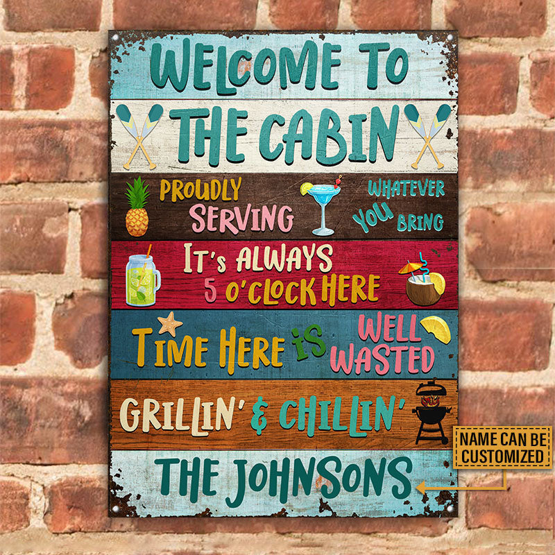 Welcome To The Cabin Custom, Wall Art Decor, Wooden Style Cabin Sign Metal Sign Home Decor