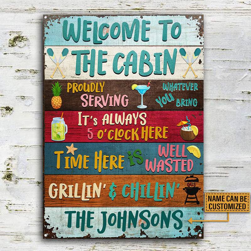 Welcome To The Cabin Custom, Wall Art Decor, Wooden Style Cabin Sign Metal Sign Home Decor