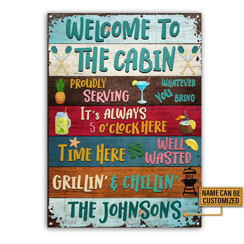 Welcome To The Cabin Custom, Wall Art Decor, Wooden Style Cabin Sign Metal Sign Home Decor