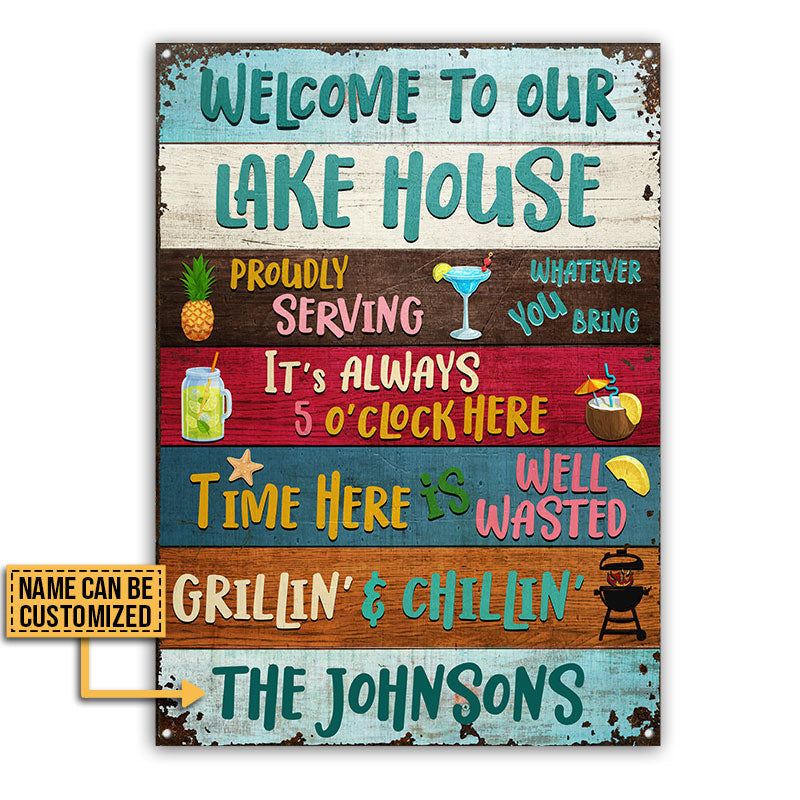 Lake House Proudly Serving Whatever Custom Metal Sign Home Decor