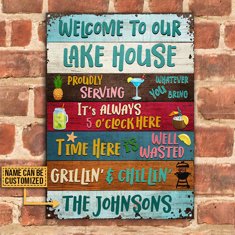Lake House Proudly Serving Whatever Custom Metal Sign Home Decor