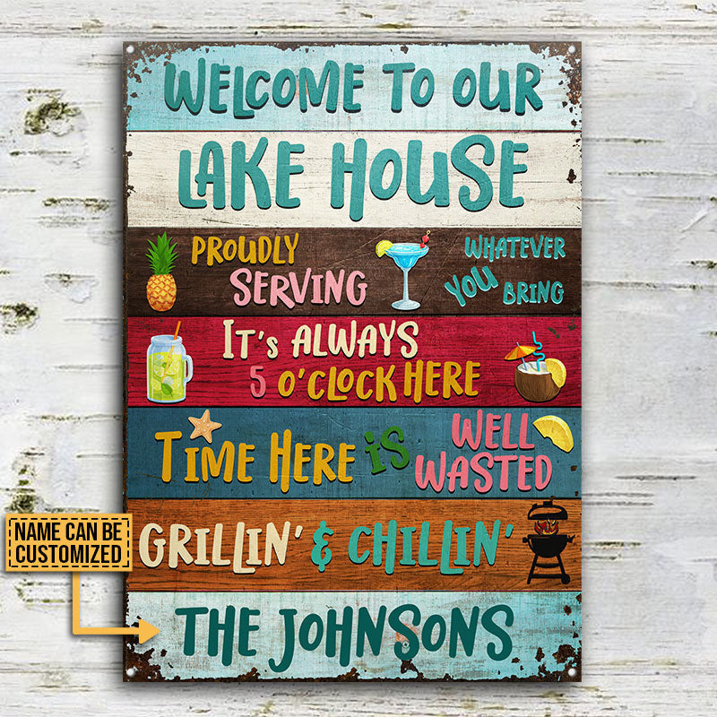 Lake House Proudly Serving Whatever Custom Metal Sign Home Decor