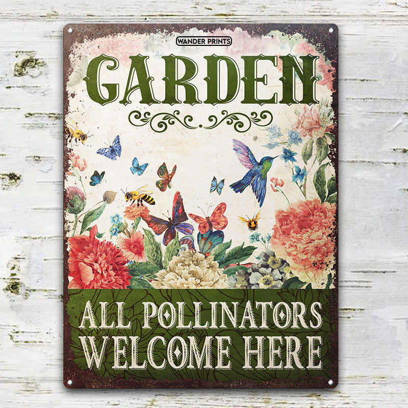 Angel N Heaven Gardener Gift, Birthday Gifts For Mom, Mom, Grandma, Grandpa Who Love Garden - Pollinators Welcome Garden Sign Unique House Warming Gift For Gardening Lovers, Rustic Metal Sign, Garden Stake, Yard Patio Outdoor Decor Metal Sign Home Decor