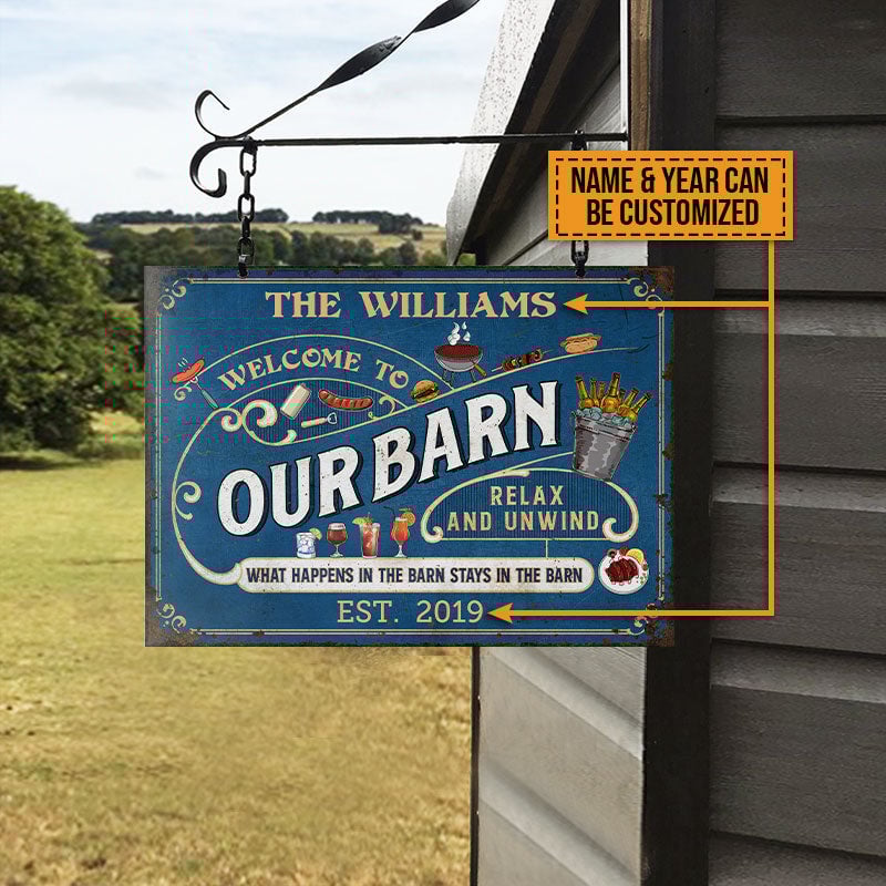 Personalized Farm Barn What Happens Custom Metal Sign Home Decor