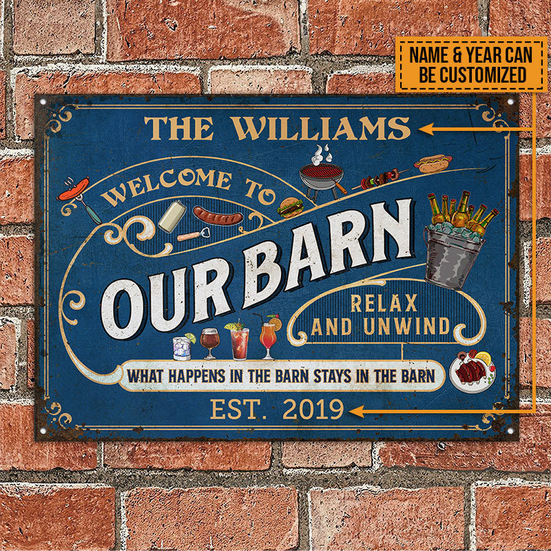 Personalized Farm Barn What Happens Custom Metal Sign Home Decor