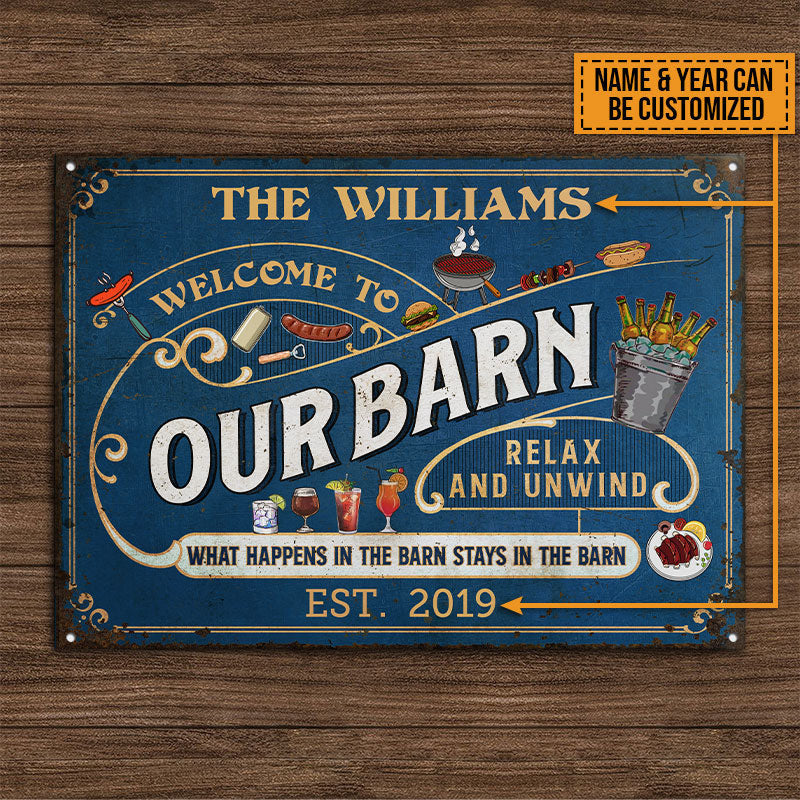Personalized Farm Barn What Happens Custom Metal Sign Home Decor