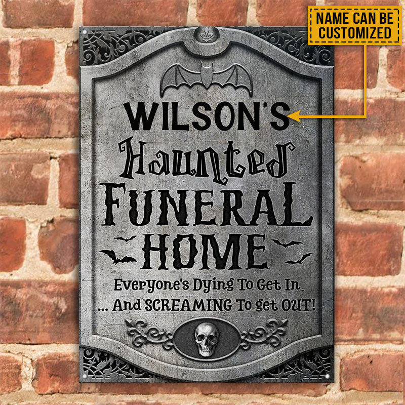 Haunted House Haunted Funeral Home Custom, Halloween Decorations Outdoor Metal Sign Home Decor