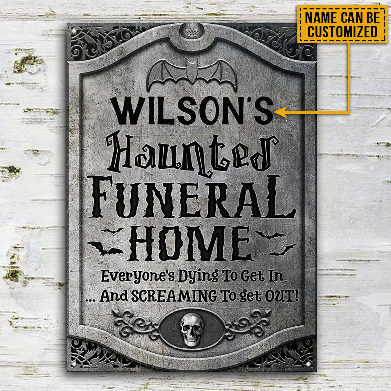 Haunted House Haunted Funeral Home Custom, Halloween Decorations Outdoor Metal Sign Home Decor
