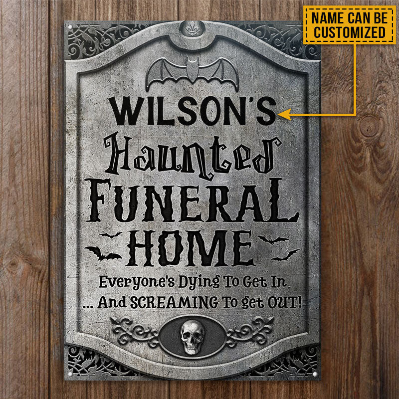 Haunted House Haunted Funeral Home Custom, Halloween Decorations Outdoor Metal Sign Home Decor