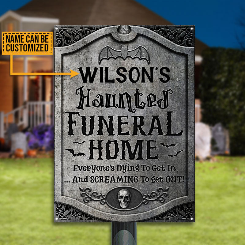 Haunted House Haunted Funeral Home Custom, Halloween Decorations Outdoor Metal Sign Home Decor