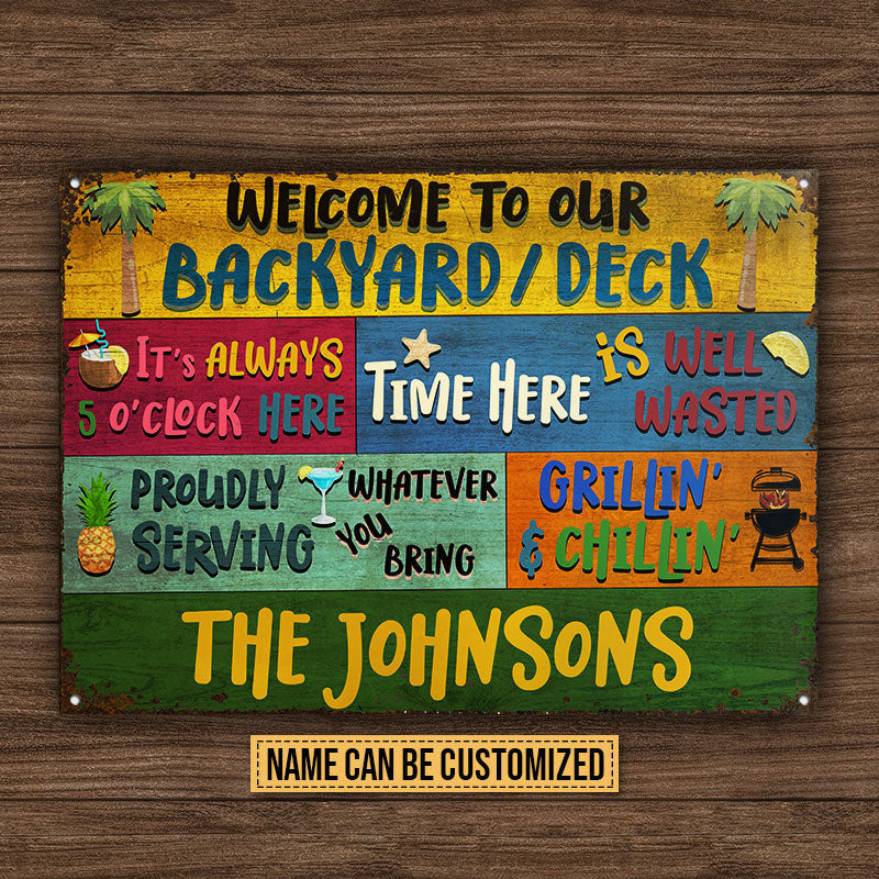 Backyard Deck Welcome Grillin And Chillin Custom, Outdoor Decorating Ideas Metal Sign Home Decor