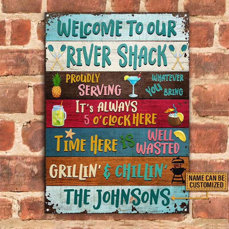 River Shack Welcome Proudly Serving Custom, Fun Sign For The River Home Metal Sign Home Decor