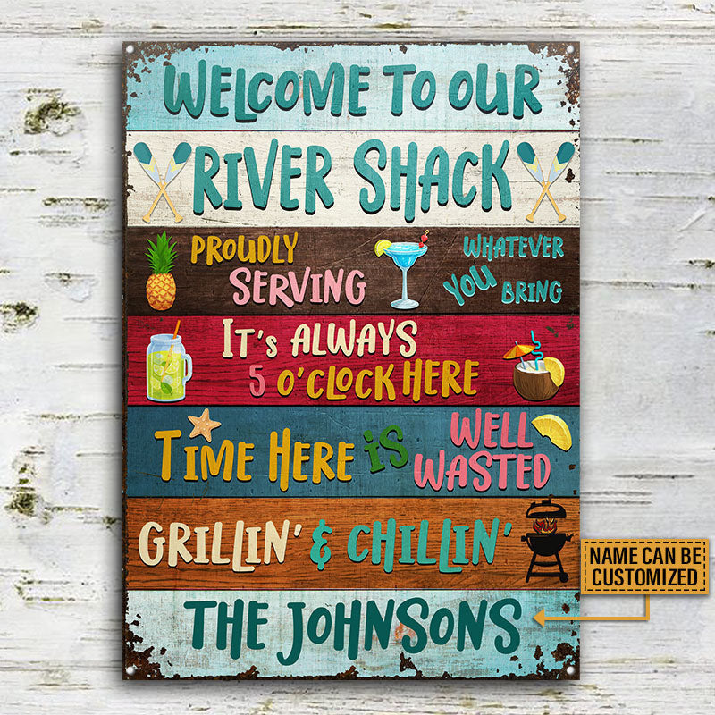River Shack Welcome Proudly Serving Custom, Fun Sign For The River Home Metal Sign Home Decor