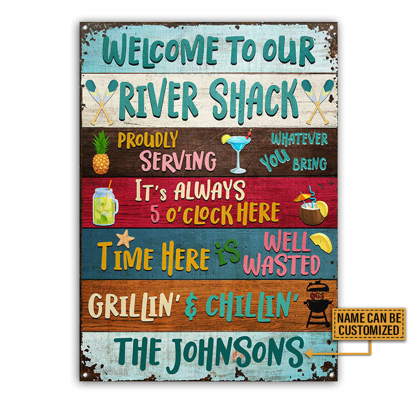 River Shack Welcome Proudly Serving Custom, Fun Sign For The River Home Metal Sign Home Decor