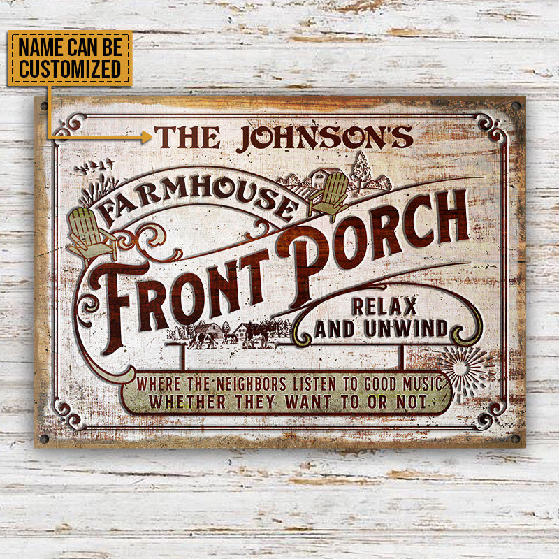 Personalized Farmhouse Porch Good Music Customized Metal Sign Home Decor