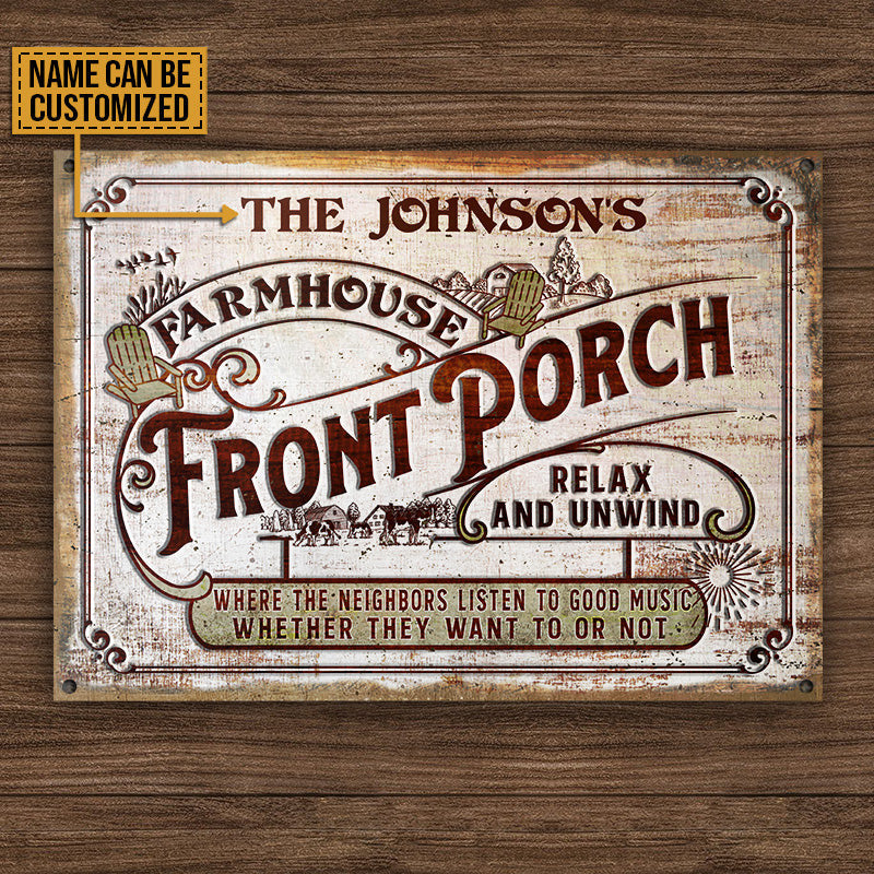 Personalized Farmhouse Porch Good Music Customized Metal Sign Home Decor