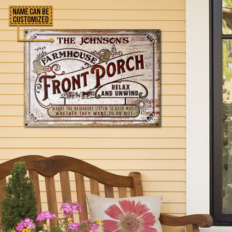 Personalized Farmhouse Porch Good Music Customized Metal Sign Home Decor