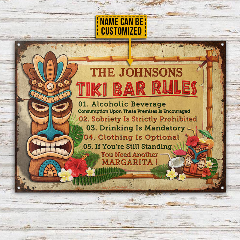 FE911 Personalized Tiki Bar Rules Custom Metal Sign Home Decor
