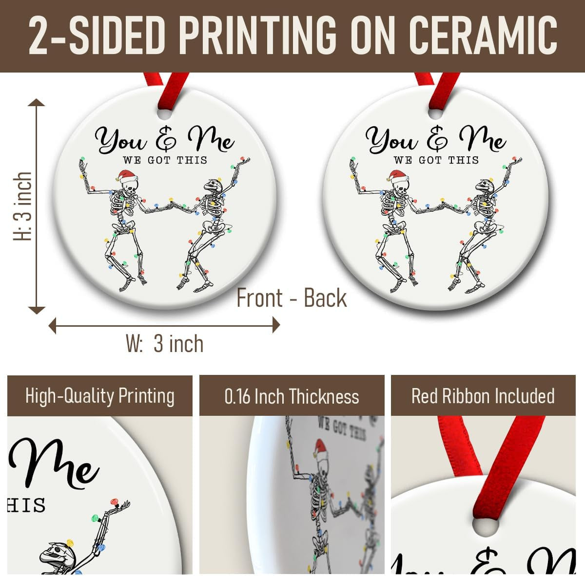 Couple, Xmas Hanging Ornaments, Dancing Skeleton Ornament on Christmas or Halloween, You & Me Gifts for Love and Friendship, Couple, or Soul Sisters