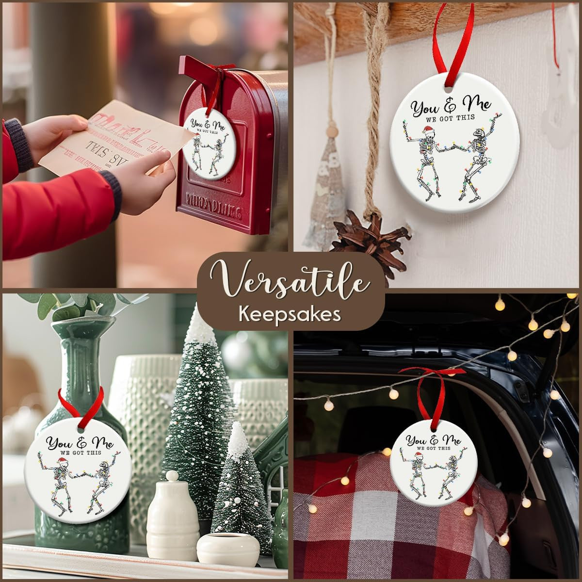 Couple, Xmas Hanging Ornaments, Dancing Skeleton Ornament on Christmas or Halloween, You & Me Gifts for Love and Friendship, Couple, or Soul Sisters