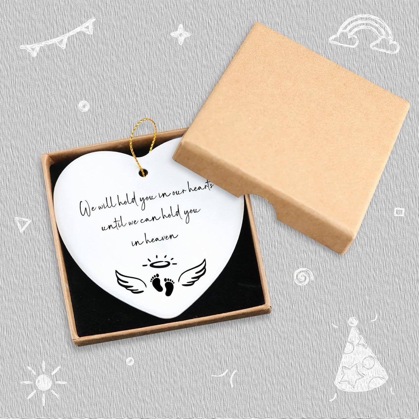 Baby Loss Gifts We Will Hold You in Our Hearts Hanging Ornament Angel Baby Memorial Gift Miscarriage Gifts for Mothers Loss of Baby Sympathy Gift Hialektur Christmas Ceramic Heart Keepsake