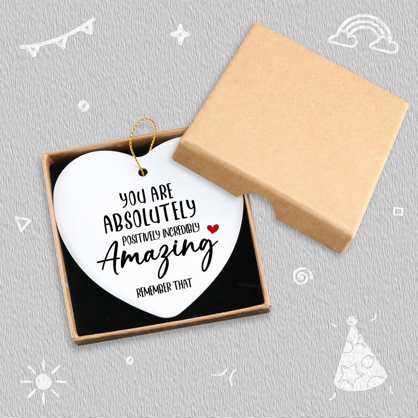 Inspirational Gifts for Women You are Amazing Hanging Ornament Ceramic Heart Keepsake Encouragement Appreciation Friendship Gifts for Coworkers Sister Thoughtful Birthday for Friends