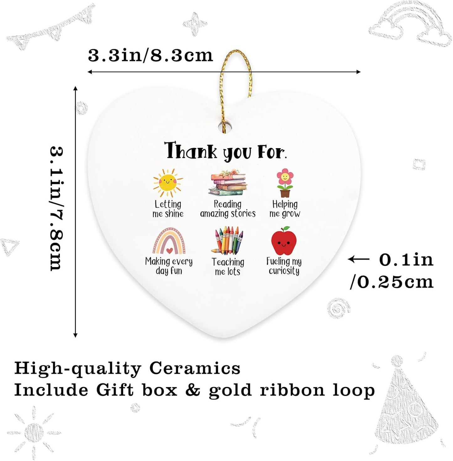 Thank You for Helping Me Grow Hanging Christmas Ornament Teacher Gift for Women Men Daycare Appreciation Gifts Retirement Birthday End Year Gifts for Preschool Kindergarten Teachers