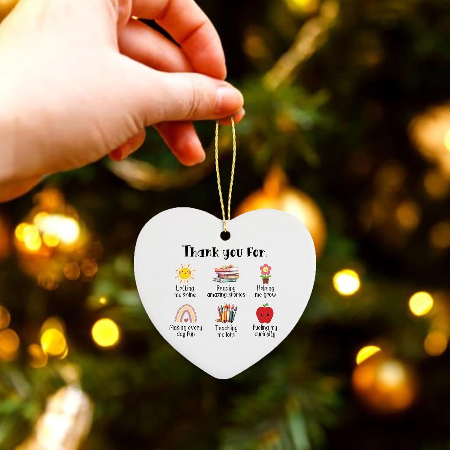 Thank You for Helping Me Grow Hanging Christmas Ornament Teacher Gift for Women Men Daycare Appreciation Gifts Retirement Birthday End Year Gifts for Preschool Kindergarten Teachers
