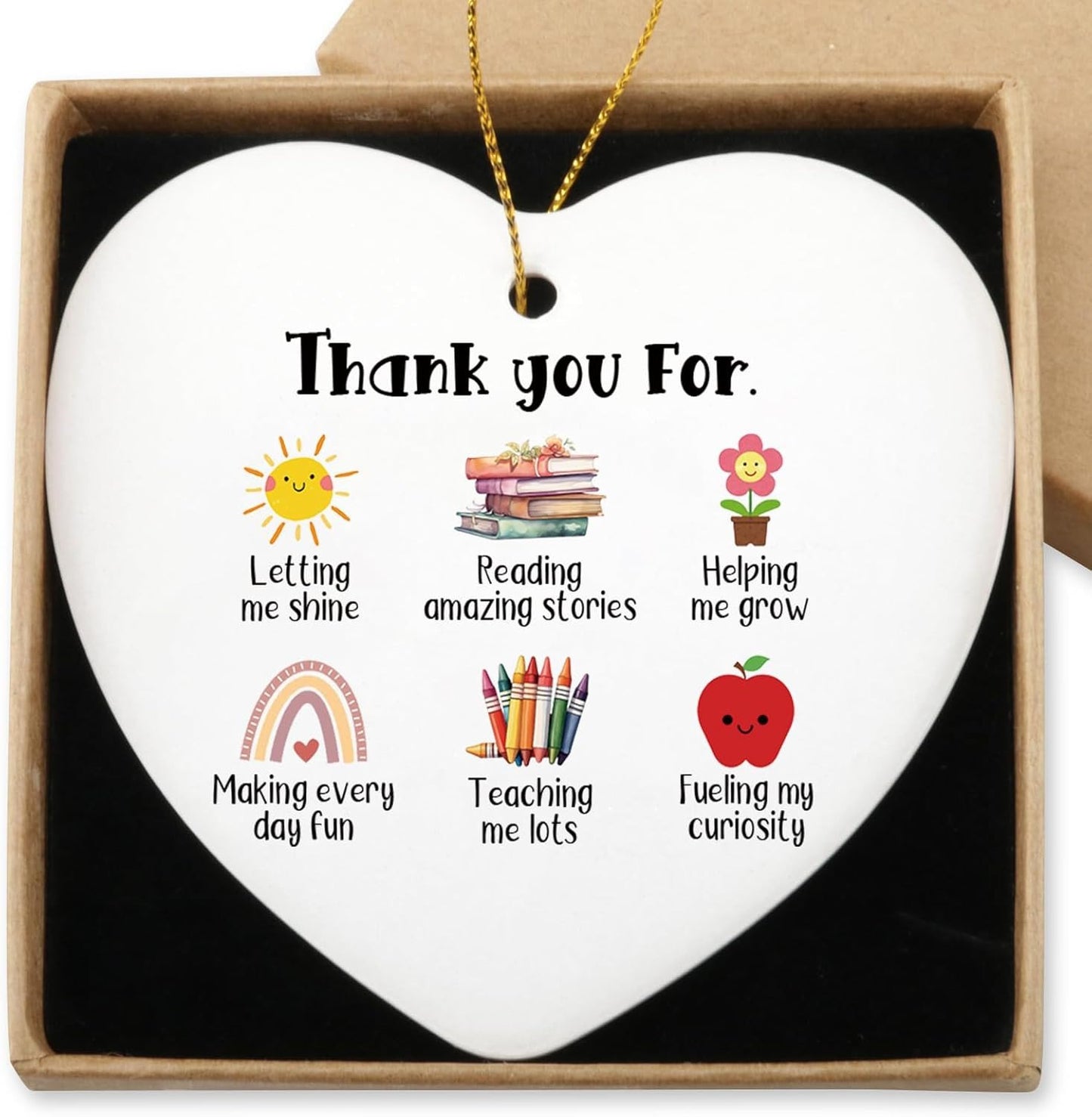 Thank You for Helping Me Grow Hanging Christmas Ornament Teacher Gift for Women Men Daycare Appreciation Gifts Retirement Birthday End Year Gifts for Preschool Kindergarten Teachers