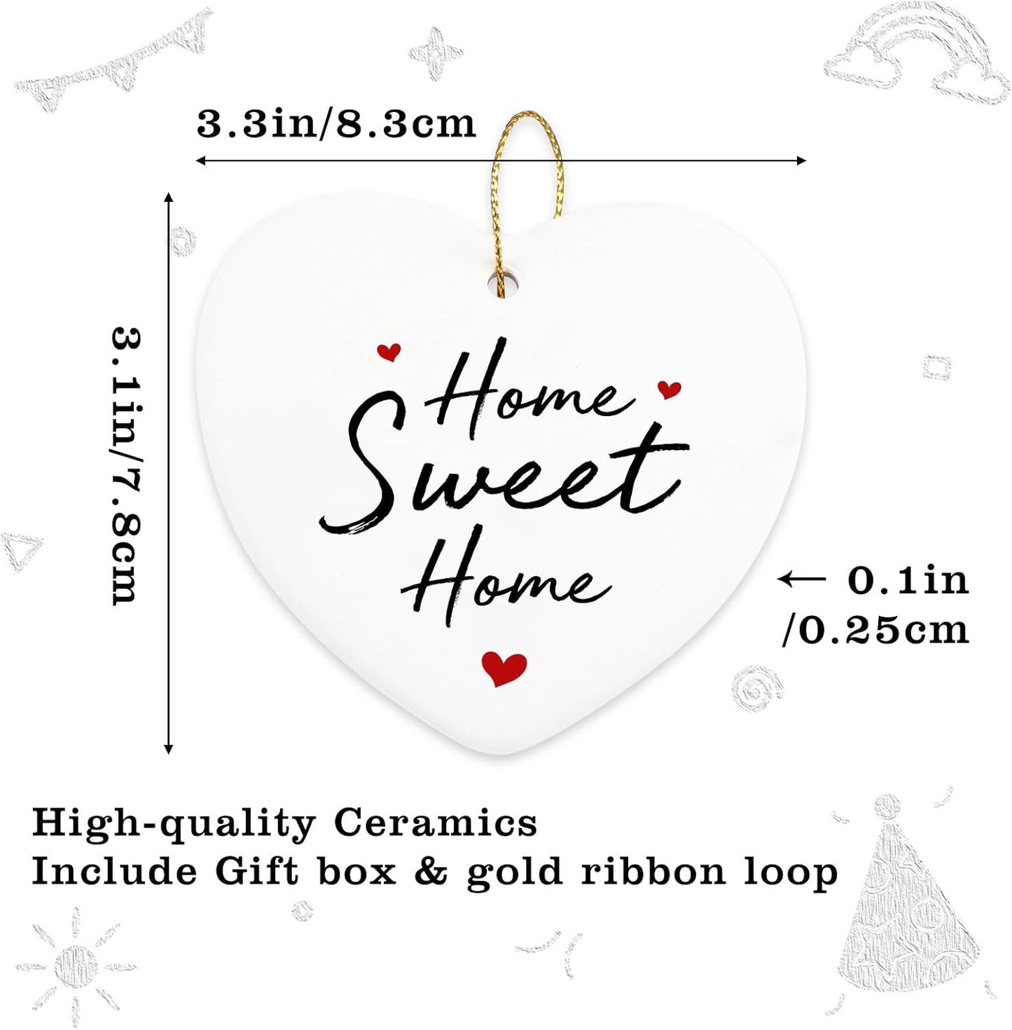 Home Sweet Home Ornament - Best New Home Couple Gifts for Housewarming - Christmas Tree Decoration Heart Ornament