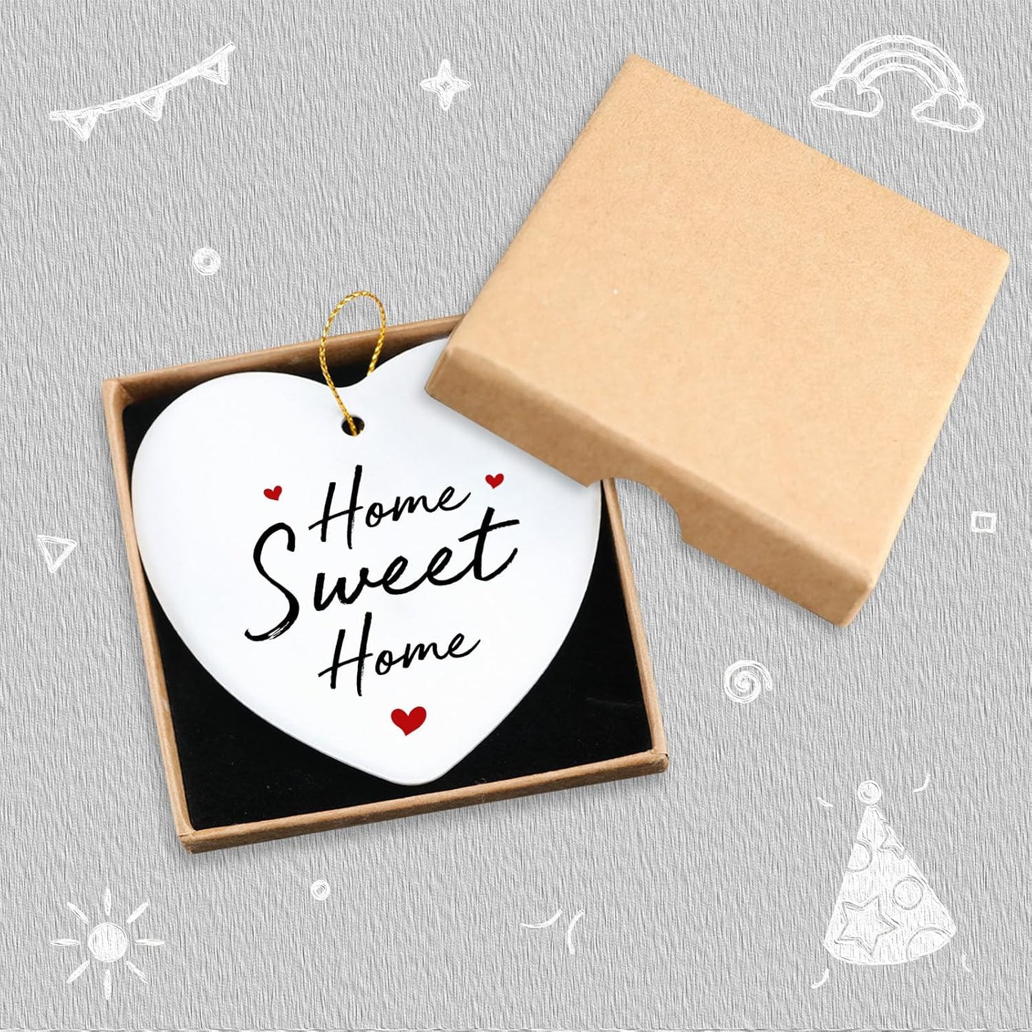 Home Sweet Home Ornament - Best New Home Couple Gifts for Housewarming - Christmas Tree Decoration Heart Ornament