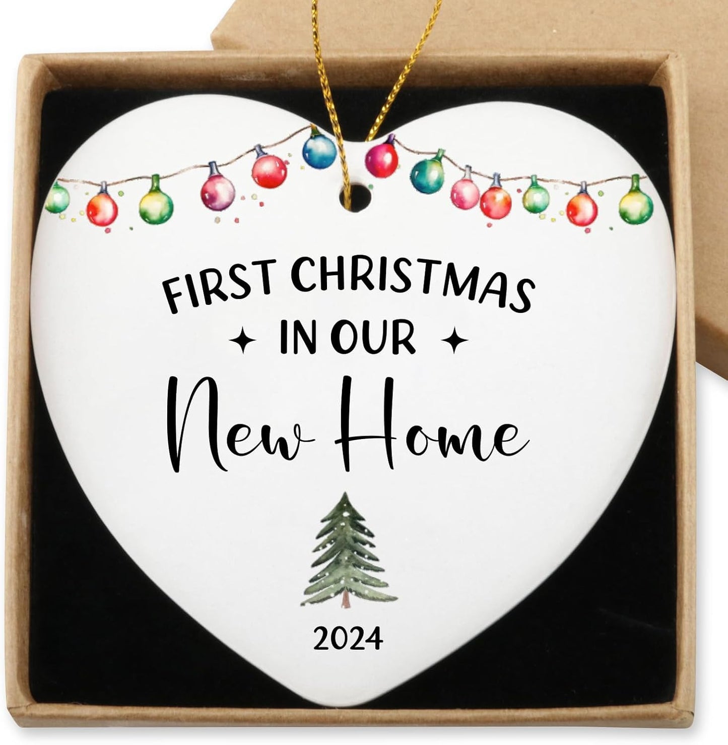 Home Sweet Home Ornament - Best New Home Couple Gifts for Housewarming - Christmas Tree Decoration Heart Ornament