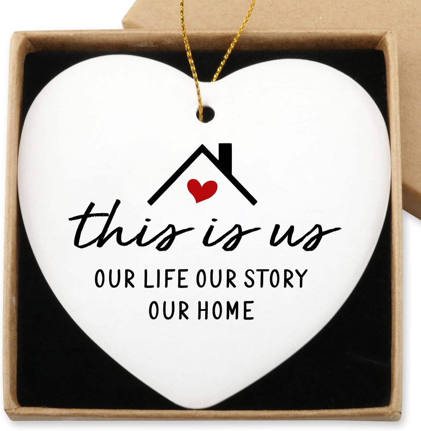 Home Sweet Home Ornament - Best New Home Couple Gifts for Housewarming - Christmas Tree Decoration Heart Ornament