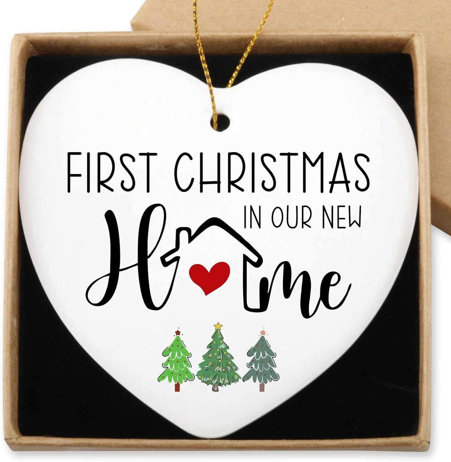 Home Sweet Home Ornament - Best New Home Couple Gifts for Housewarming - Christmas Tree Decoration Heart Ornament