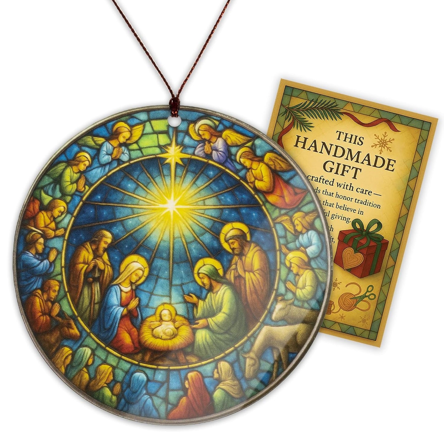 The Birth of Jesus Decor Ornament, Nativity Scene Ornament for Holiday Tree, Nativity Mary Joseph and Baby Jesus Ornaments, Religious Gifts for Christian & Family, Xmas Hanging Keepsake