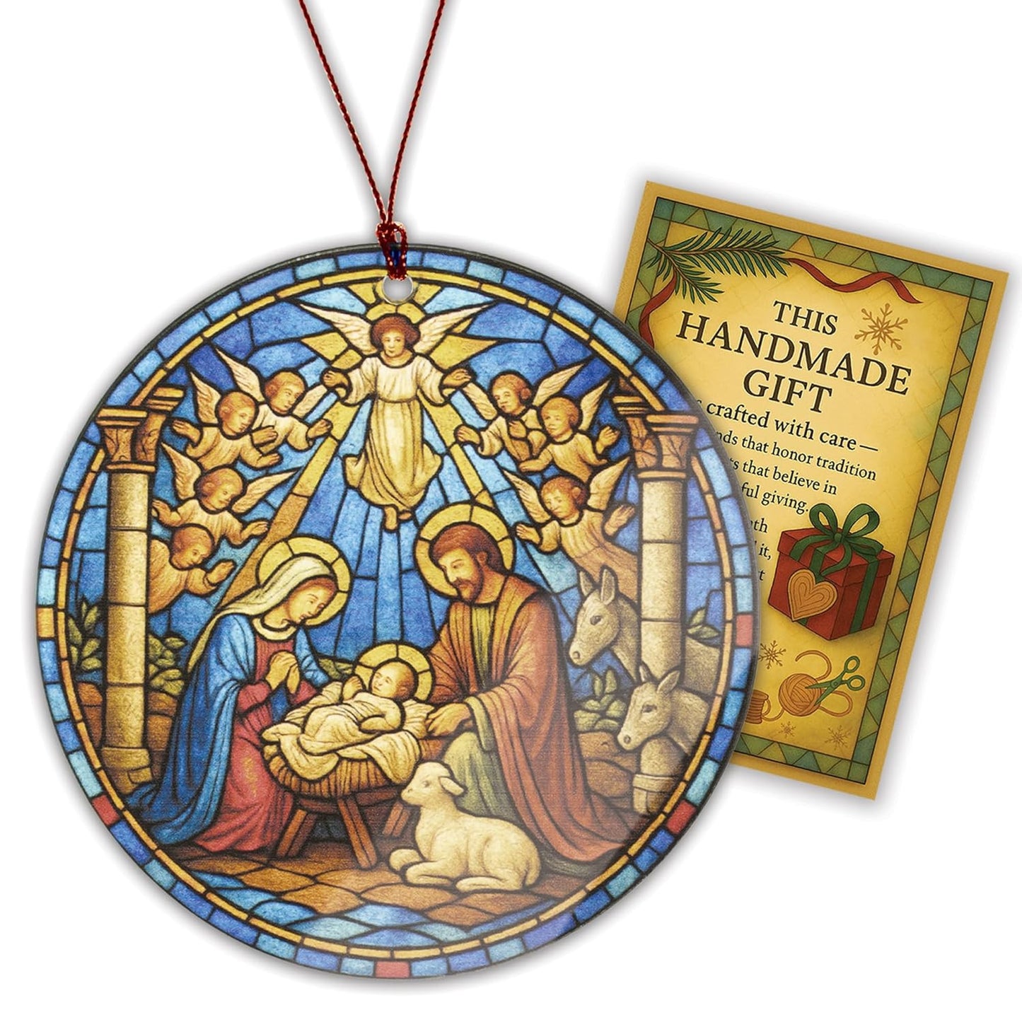 The Birth of Jesus Decor Ornament, Nativity Scene Ornament for Holiday Tree, Nativity Mary Joseph and Baby Jesus Ornaments, Religious Gifts for Christian & Family, Xmas Hanging Keepsake