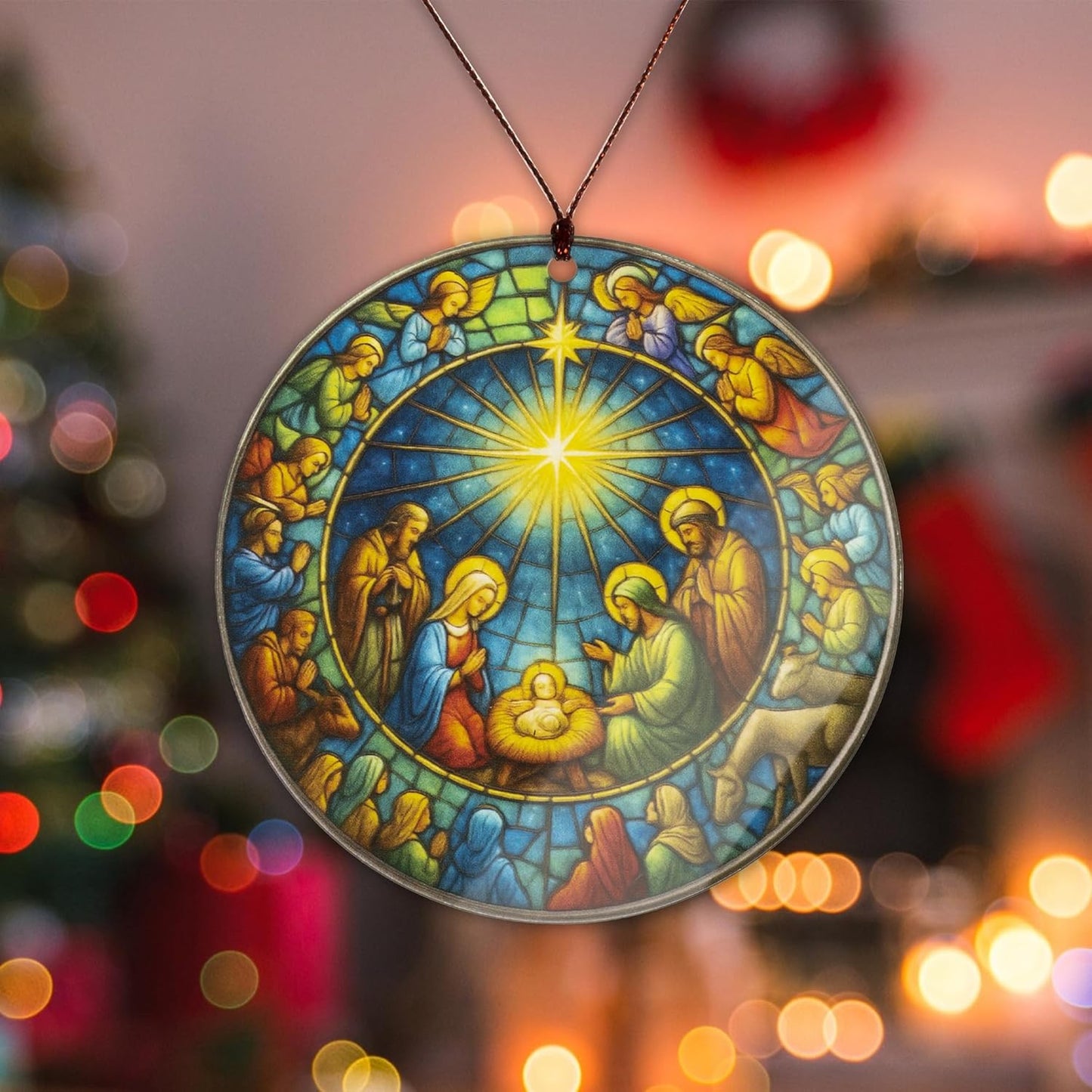 The Birth of Jesus Decor Ornament, Nativity Scene Ornament for Holiday Tree, Nativity Mary Joseph and Baby Jesus Ornaments, Religious Gifts for Christian & Family, Xmas Hanging Keepsake