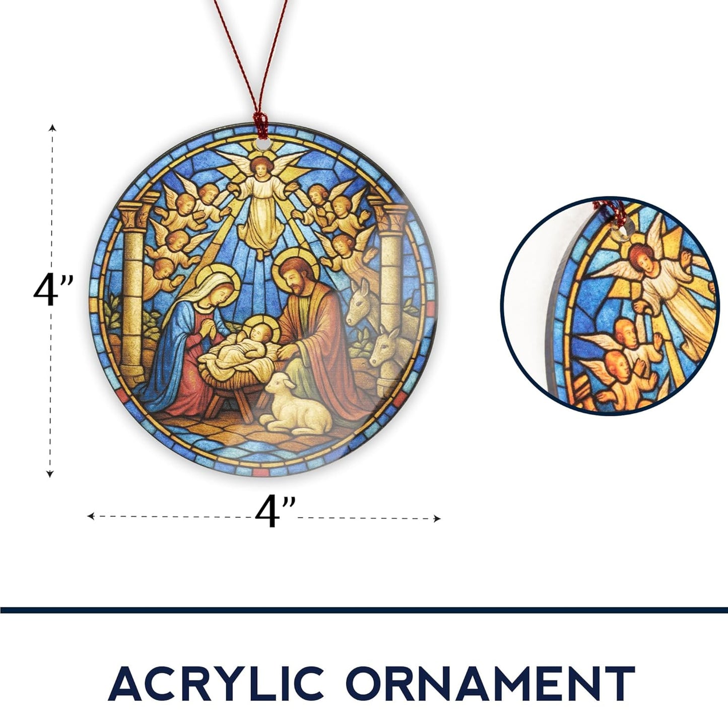 The Birth of Jesus Decor Ornament, Nativity Scene Ornament for Holiday Tree, Nativity Mary Joseph and Baby Jesus Ornaments, Religious Gifts for Christian & Family, Xmas Hanging Keepsake
