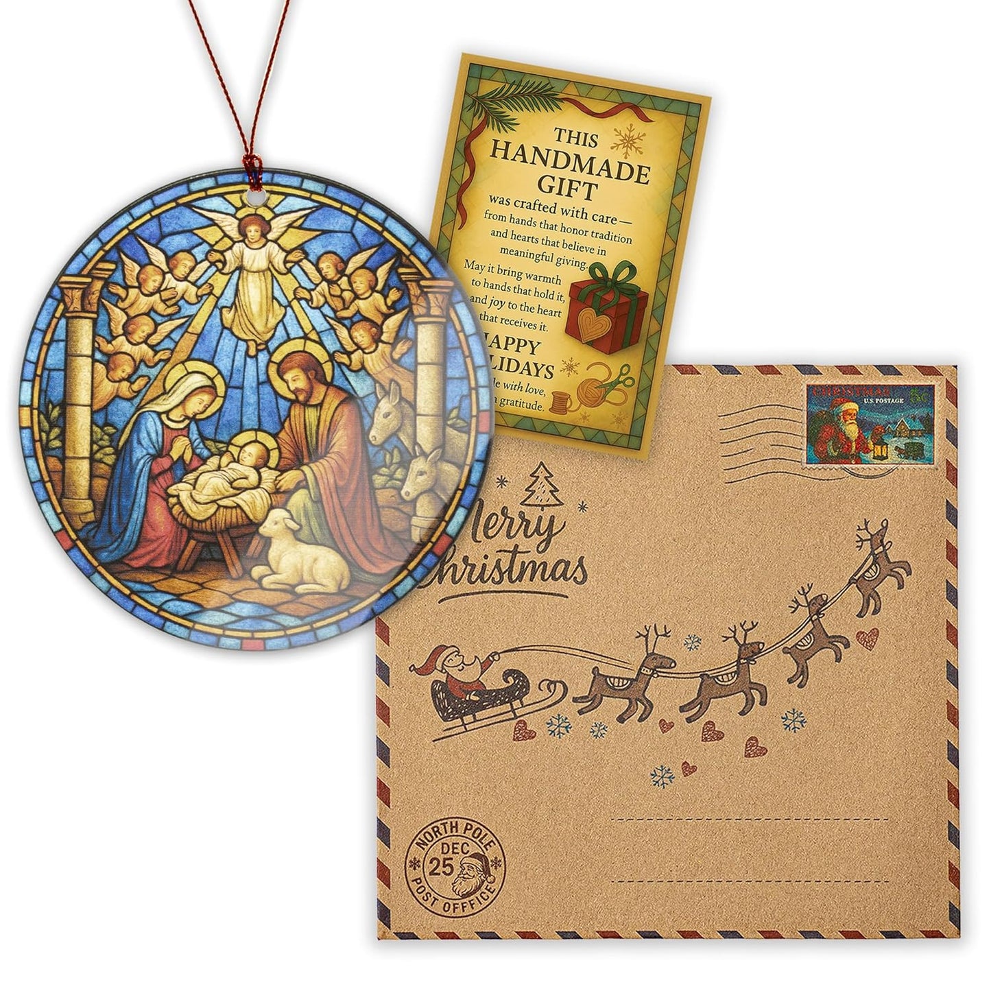 The Birth of Jesus Decor Ornament, Nativity Scene Ornament for Holiday Tree, Nativity Mary Joseph and Baby Jesus Ornaments, Religious Gifts for Christian & Family, Xmas Hanging Keepsake