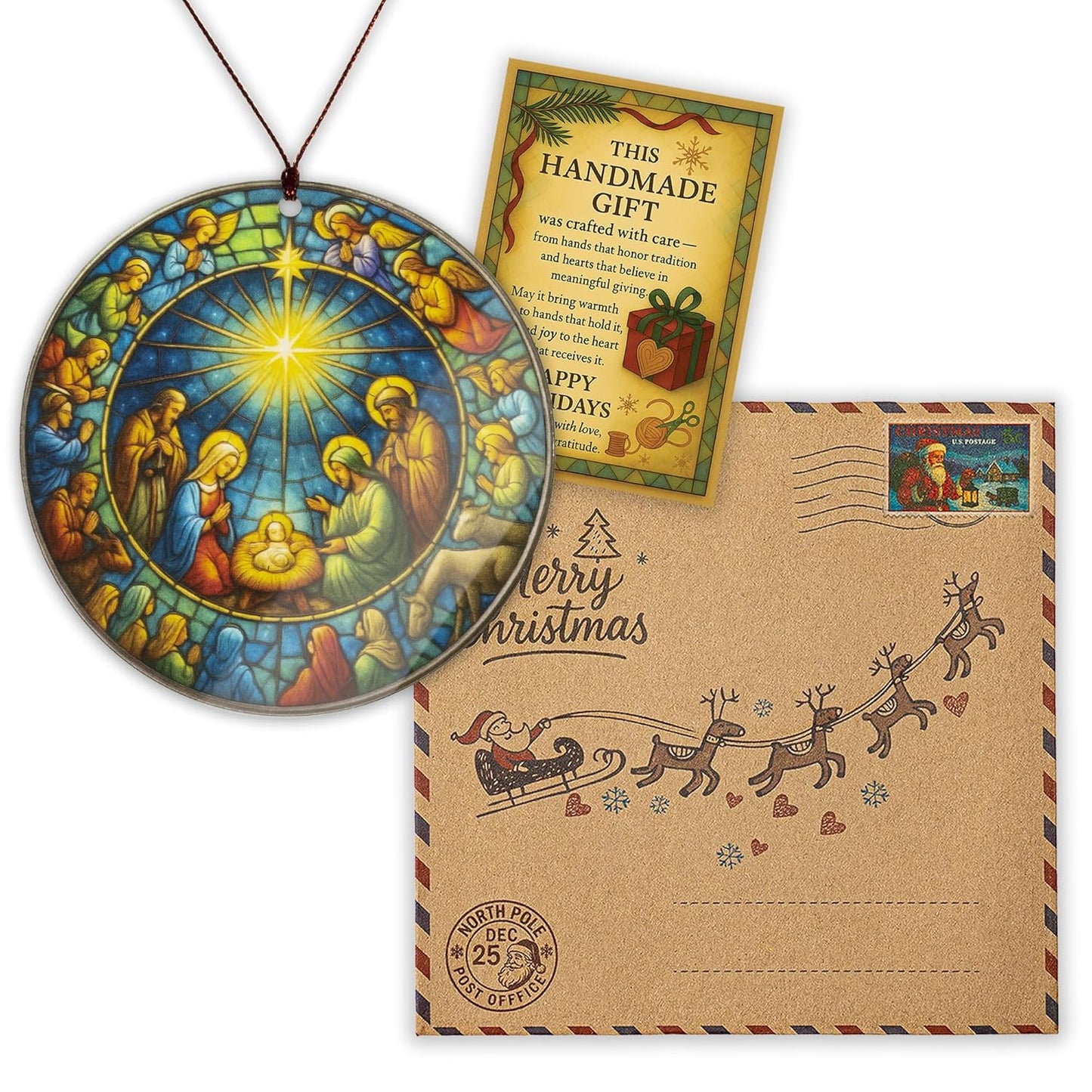 The Birth of Jesus Decor Ornament, Nativity Scene Ornament for Holiday Tree, Nativity Mary Joseph and Baby Jesus Ornaments, Religious Gifts for Christian & Family, Xmas Hanging Keepsake