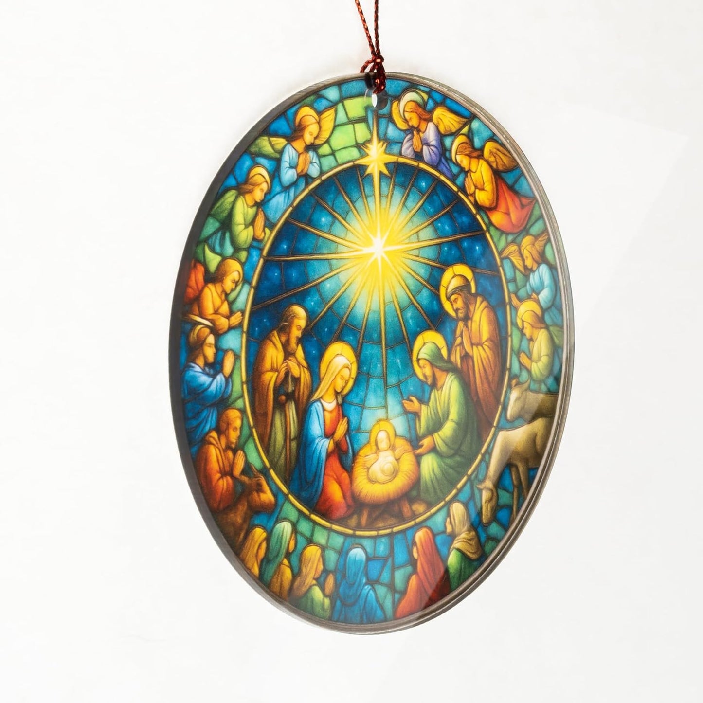 The Birth of Jesus Decor Ornament, Nativity Scene Ornament for Holiday Tree, Nativity Mary Joseph and Baby Jesus Ornaments, Religious Gifts for Christian & Family, Xmas Hanging Keepsake