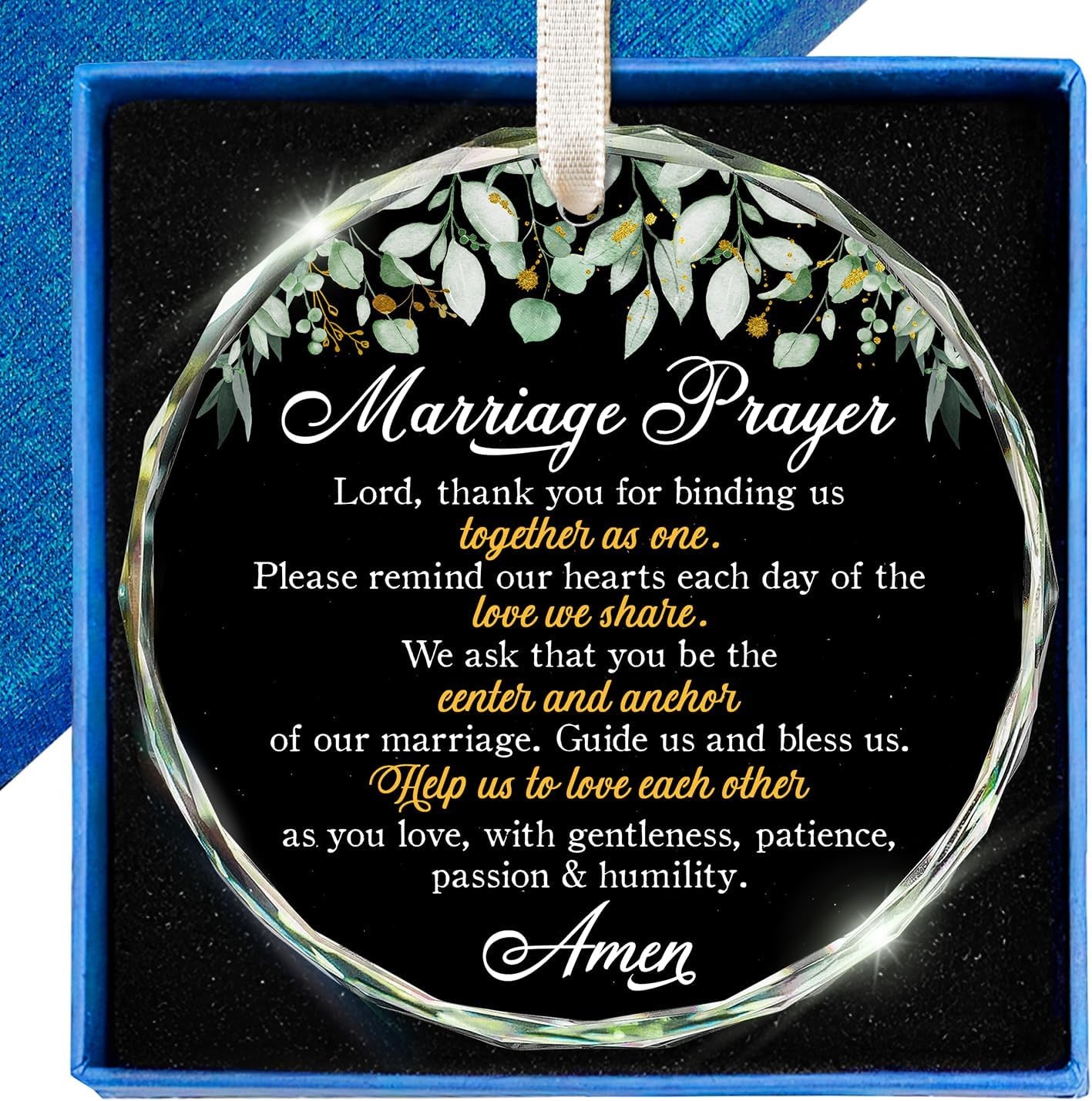 50th Anniversary Wedding Gifts for Couple - 50 Year Anniversary Wedding Gift Ideas for Parents, Husband, Wife, Her, Him - Best 50th Decoration Glass Ornament