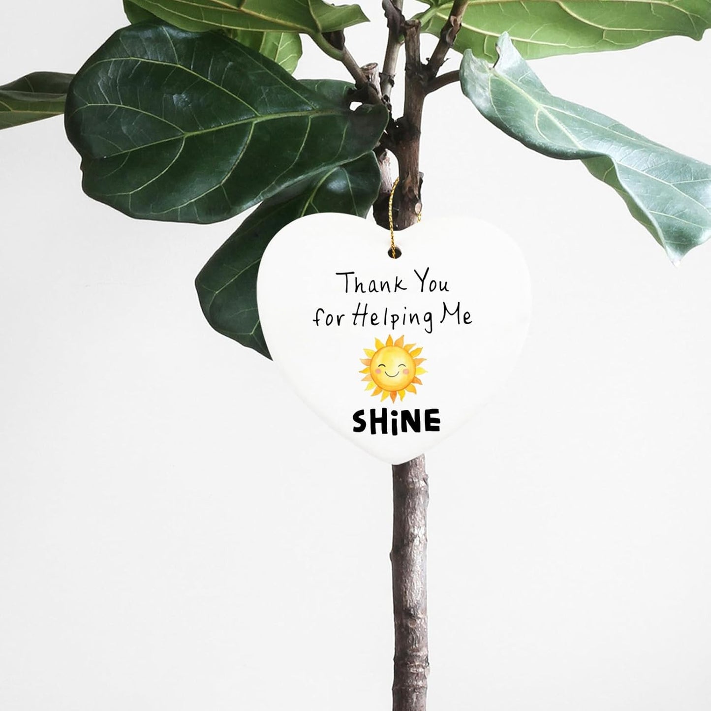 Thank You for Helping Me Shine Appreciation Gifts for Women Men Hanging Ornament Thank You Gifts for Coworkers Boss Teachers Counselor Friends Thanksgiving Christmas Ceramic Heart Keepsake