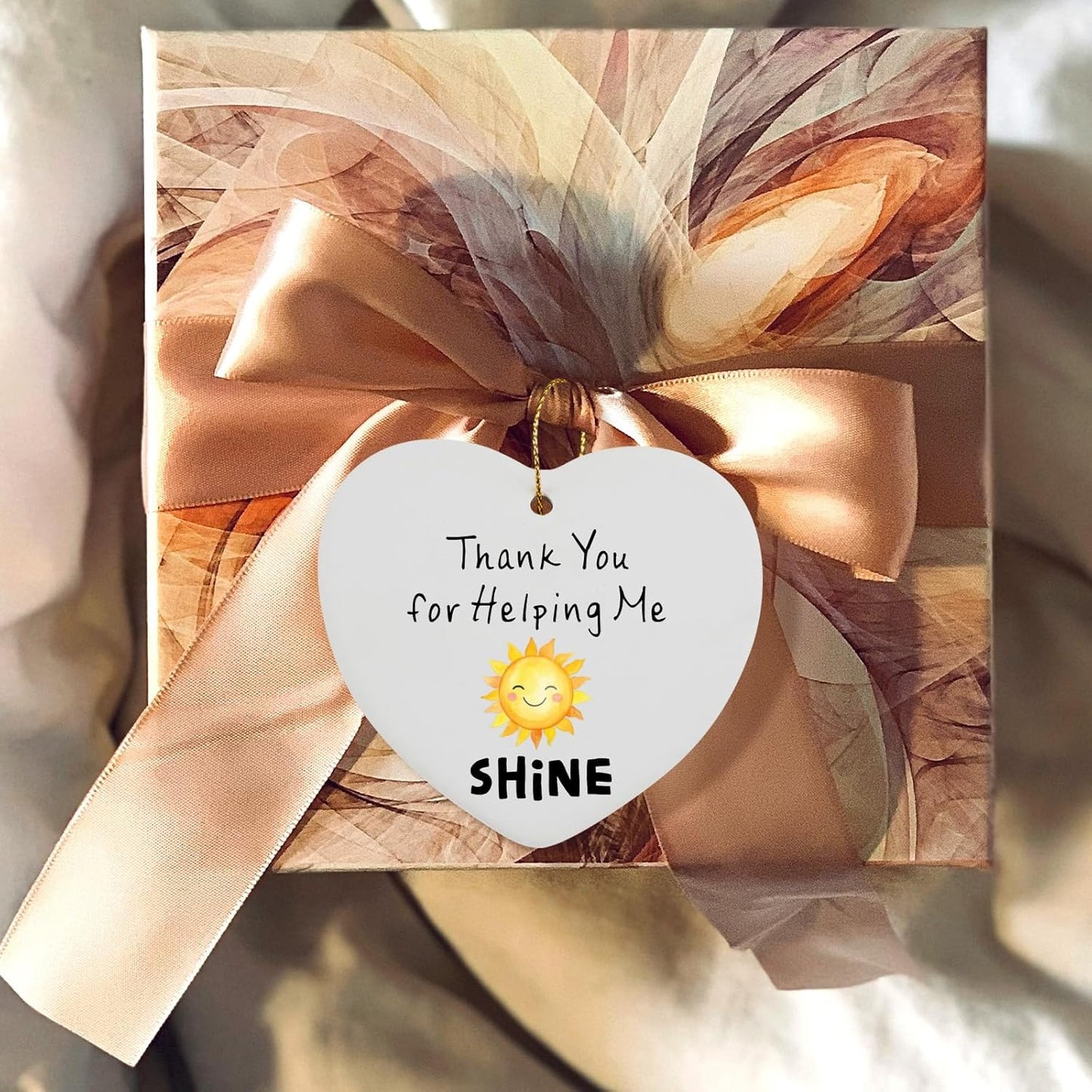 Thank You for Helping Me Shine Appreciation Gifts for Women Men Hanging Ornament Thank You Gifts for Coworkers Boss Teachers Counselor Friends Thanksgiving Christmas Ceramic Heart Keepsake