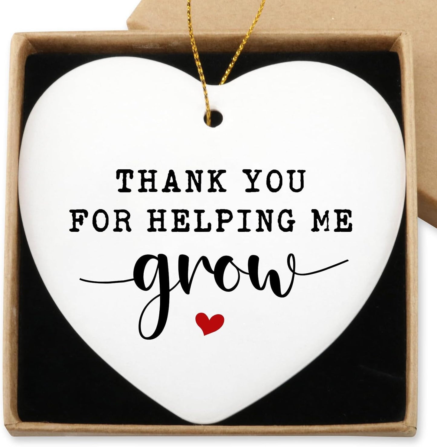 Thank You for Helping Me Shine Appreciation Gifts for Women Men Hanging Ornament Thank You Gifts for Coworkers Boss Teachers Counselor Friends Thanksgiving Christmas Ceramic Heart Keepsake