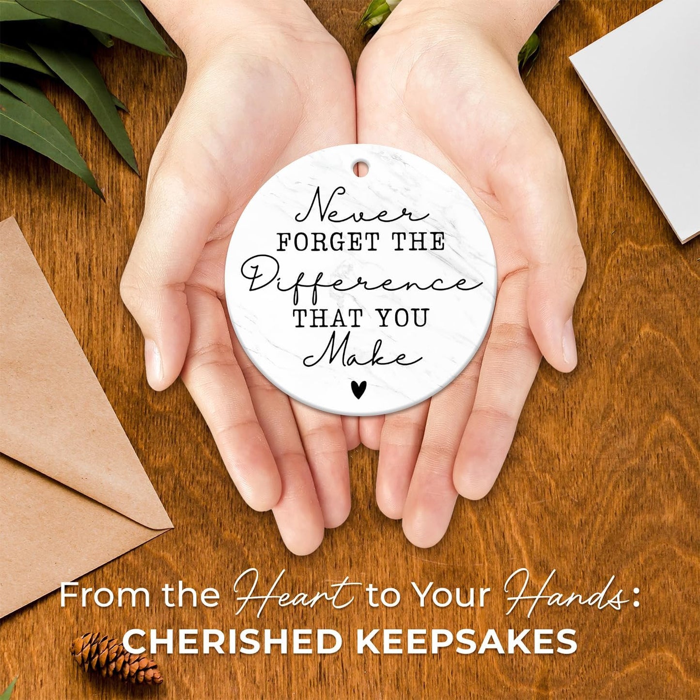 Thank You Gifts for Women Men - Teacher Appreciation Gifts - Appreciation Gift for Nurse Paraprofessional Principal Coworker Employee Counselor Boss - Retirement Farewell Going Away - Ceramic Ornament