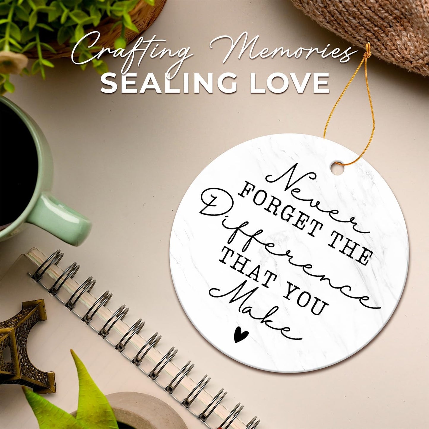 Thank You Gifts for Women Men - Teacher Appreciation Gifts - Appreciation Gift for Nurse Paraprofessional Principal Coworker Employee Counselor Boss - Retirement Farewell Going Away - Ceramic Ornament