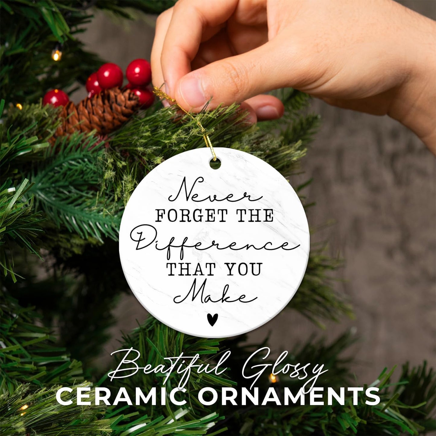Thank You Gifts for Women Men - Teacher Appreciation Gifts - Appreciation Gift for Nurse Paraprofessional Principal Coworker Employee Counselor Boss - Retirement Farewell Going Away - Ceramic Ornament