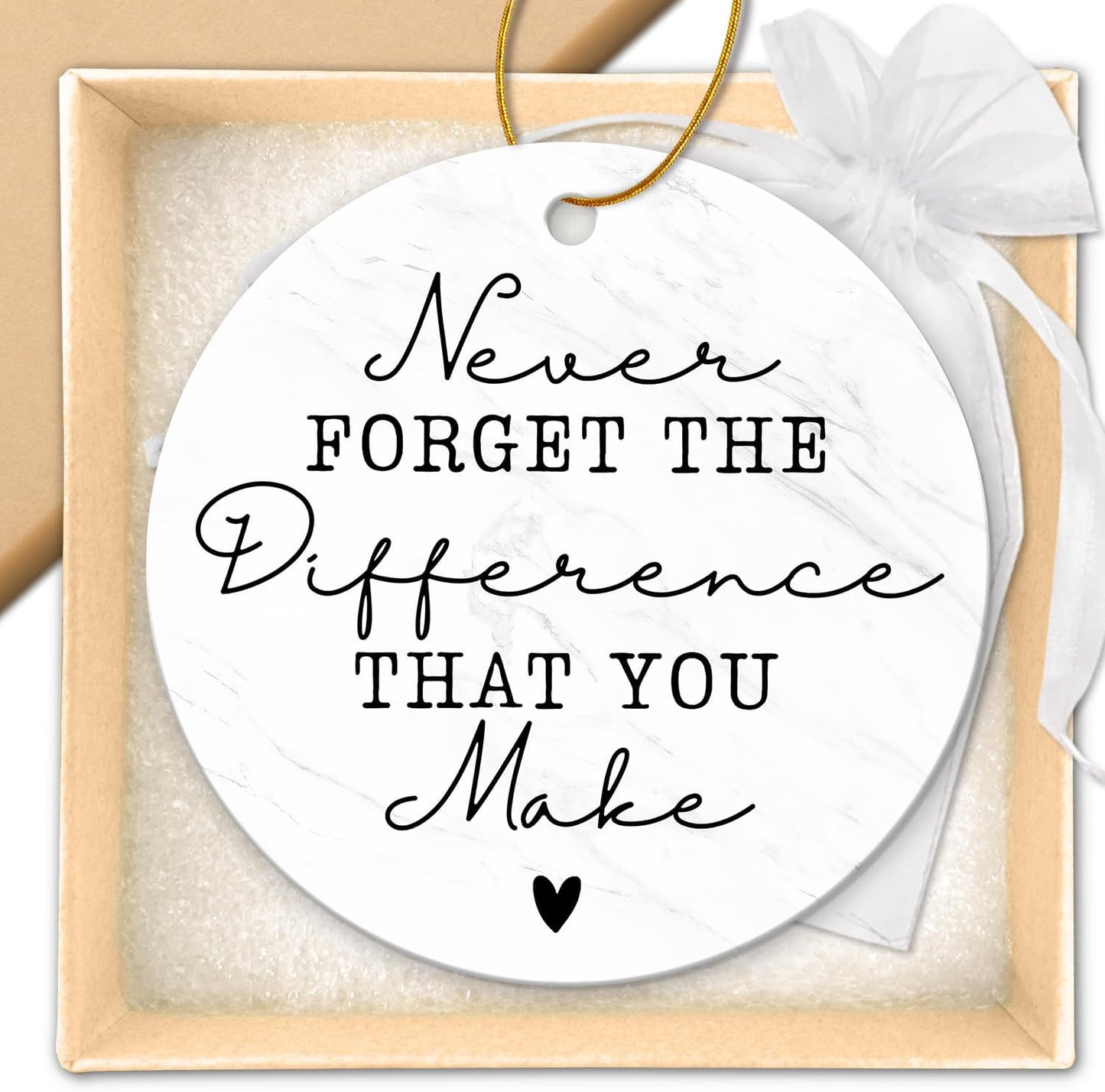 Thank You Gifts for Women Men - Teacher Appreciation Gifts - Appreciation Gift for Nurse Paraprofessional Principal Coworker Employee Counselor Boss - Retirement Farewell Going Away - Ceramic Ornament